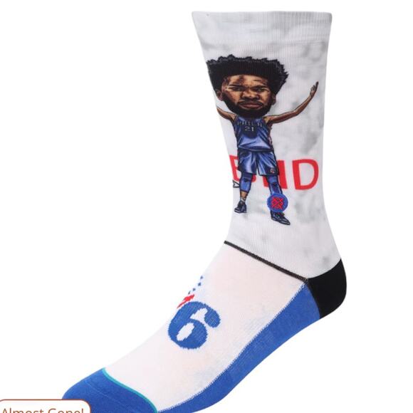 NWT Stance 76ers NBA Basketball Joel Embii Socks Blue White Mens Medium - Picture 2 of 10